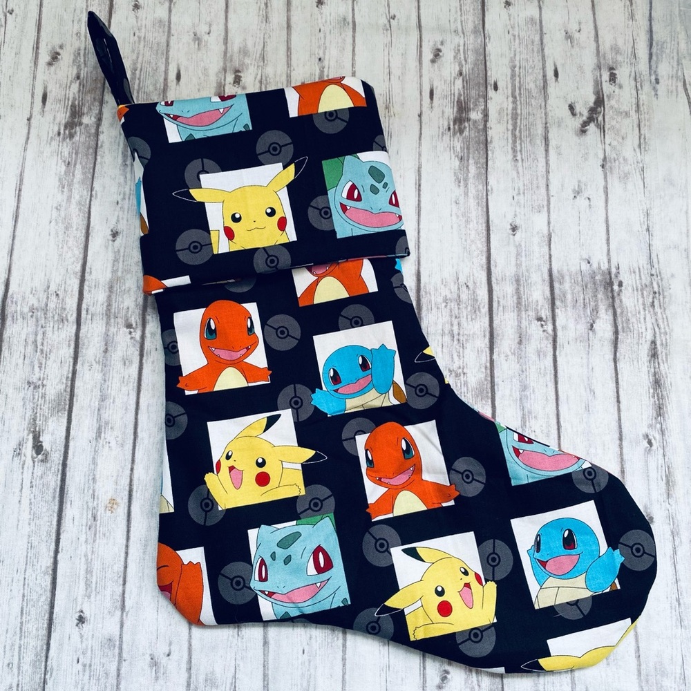 Yellow Pocket Monster Gamer Christmas Stocking